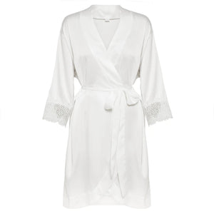 Sarah Collection - Satin robe with lace detail