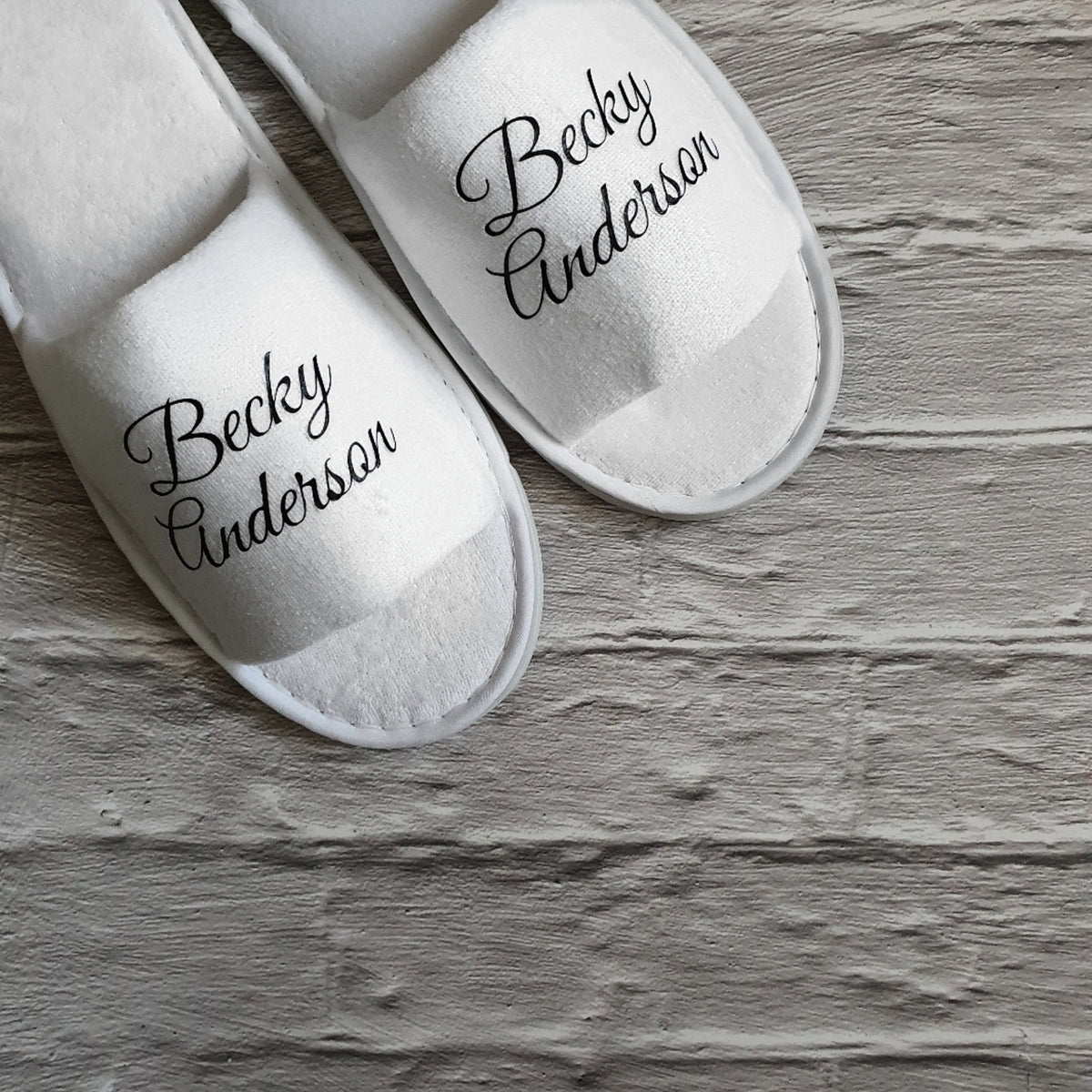 Wedding slippers personalized with text or name, Bulbby