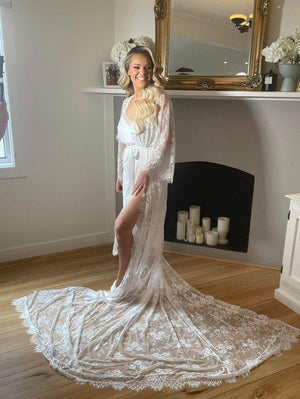 Victoria Collection- Full Length Wedding Lace Robe.