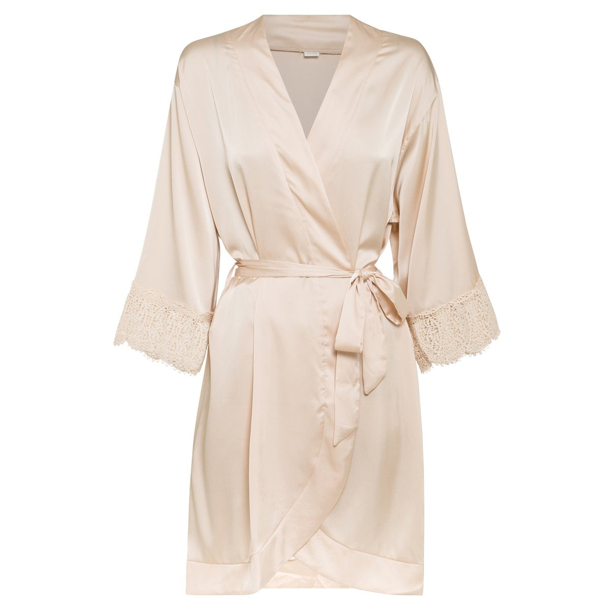 Sarah Collection - 3XL blush Satin robe with lace detail