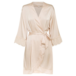Sarah Collection - 3XL blush Satin robe with lace detail