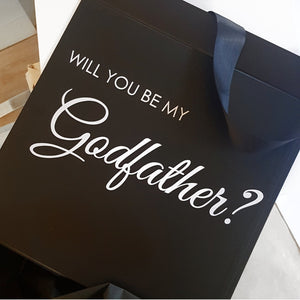 Will you be my? Godparents Ribbon Tied Hamper Box