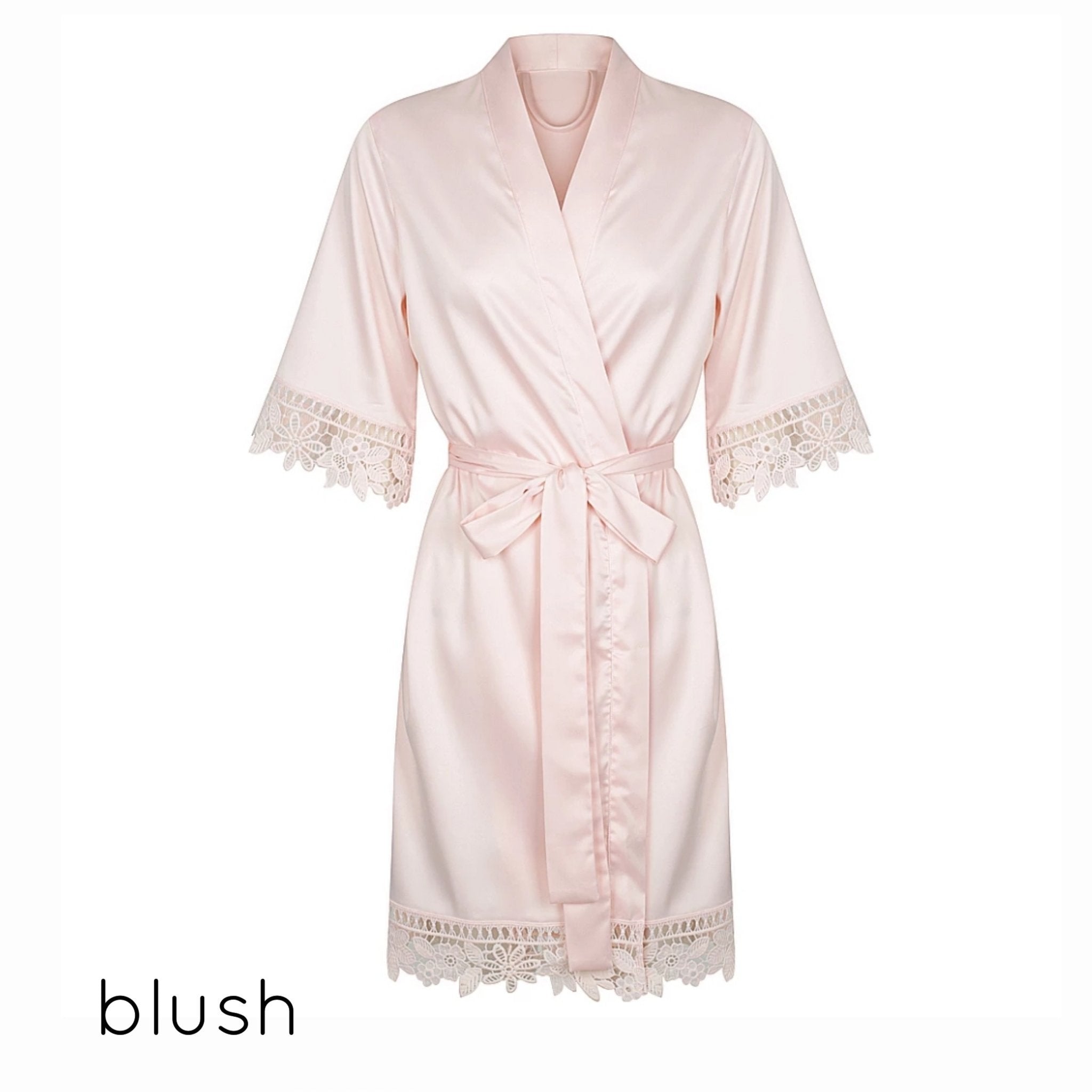 Anna Collection- Personalised Satin Robe With Lace Detail