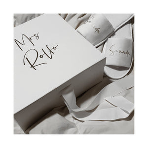 Personalised "Name" Ribbon Tie Hamper Box available in black or white