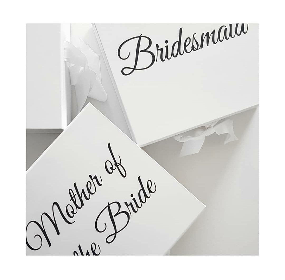 Personalised "Name" Ribbon Tie Hamper Box available in black or white